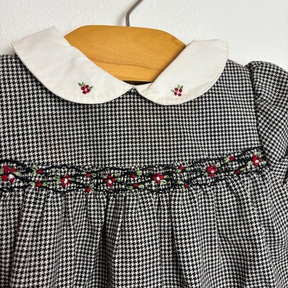 Vintage Gymboree Baby Girls 6-12 Months Black & White Houndstooth Dress W/ Bloom - Picture 2 of 6